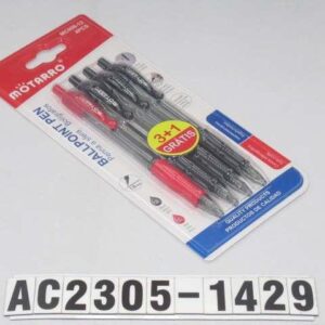 S/4 PCS 14.3CM BOLIGRAFOS 3 NEGORS+ 1 ROJO