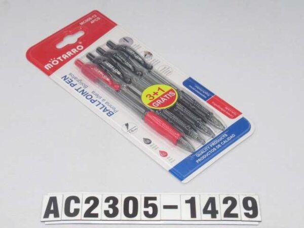 S/4 PCS 14.3CM BOLIGRAFOS 3 NEGORS+ 1 ROJO
