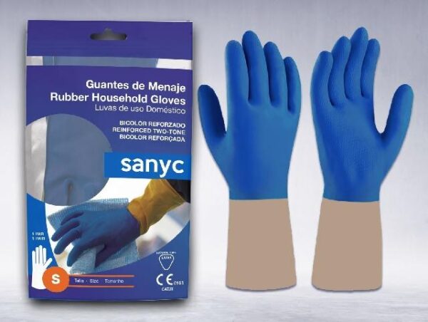 GUANTES DE MENAJE BICOLOR SANYC T/P
