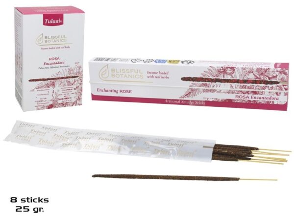 INCIENSO 25G 8 STICKS TULASI ENCHANTING ROSE