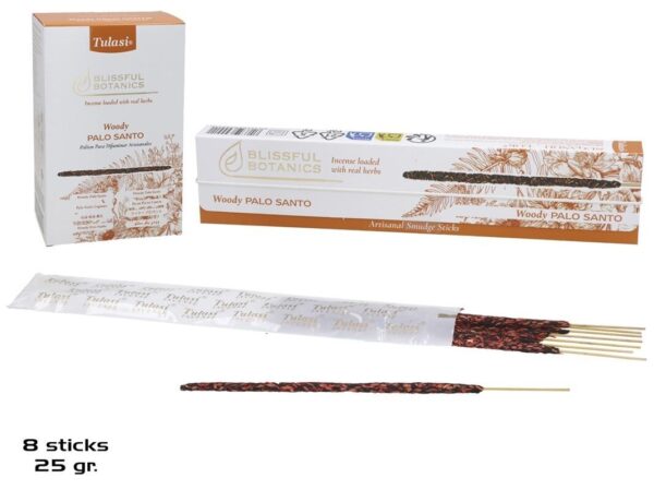 INCIENSO 25G 8 STICKS TULASI WOODY PALO SANTO